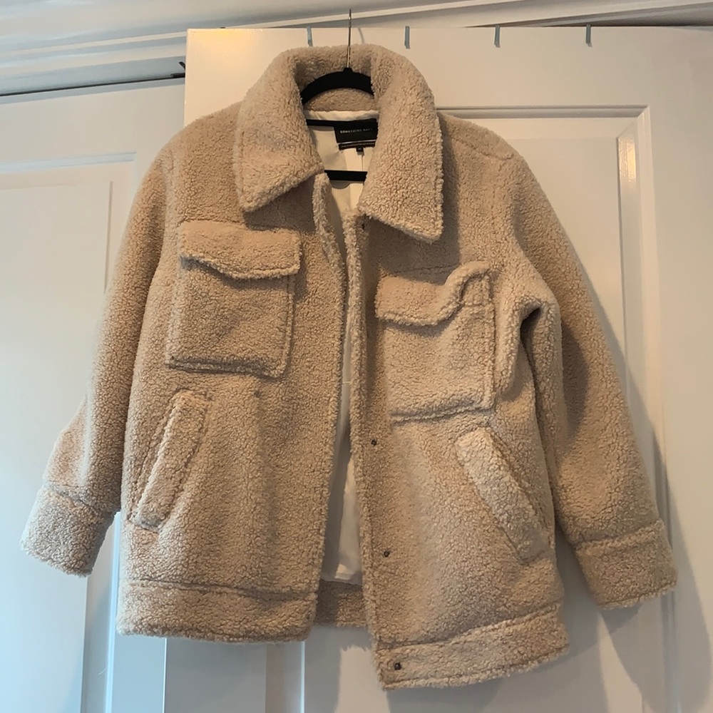 Something Navy teddy coat